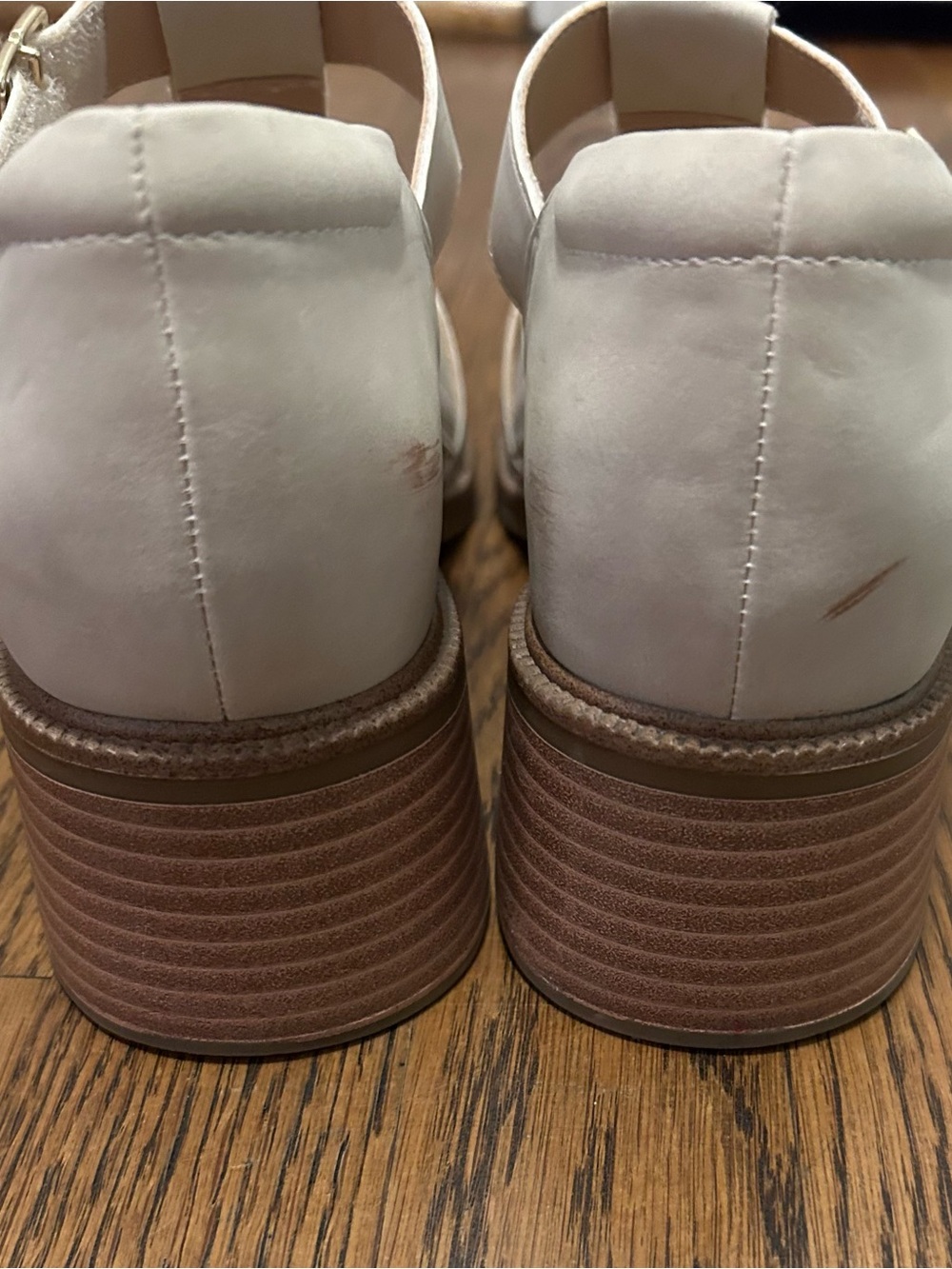 Dr. Scholl's Cream Strappy fisherman Block Heel closed toe Sandals - Picture 4 of 8